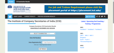 icsi cs december 2025 executive programme result released at icsiedu