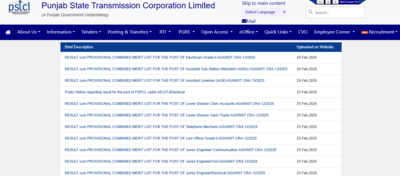 pstcl result 2026 released for multiple posts
