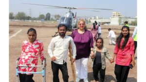 specially abled children enjoyed a helicopter ride