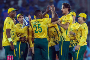 ahmedabad feb 22 ani south africa39s marco jansen and teammates celebrate the