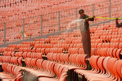 preparations at narendra modi stadium ahead of india south africa t20 wc clash