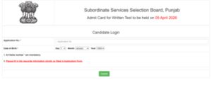 psssb group d admit card 2026 released