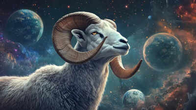 ram with large horns near planets 1