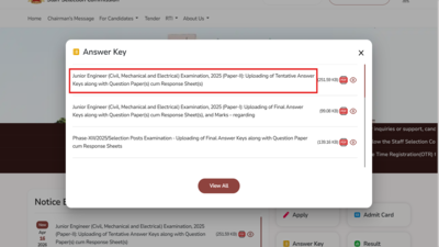 ssc je tier 2 answer key response sheet 2026 released