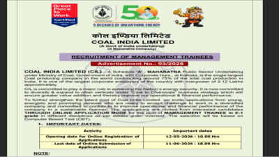 coal india management recruitment 2026