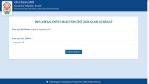 jnv class 11 lateral entry selection test 2026 result
