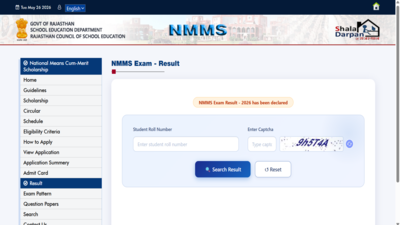 nmms rajasthan result 2026 released
