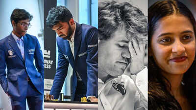 praggnanandhaa gukesh magnus carlsen and divya deshmukh photo by michal walusza for norway chess 1
