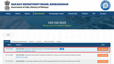 rrb isolated categories application status 2026 announced for accepted conditional and rejected applications