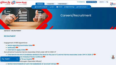 union bank apprentice exam date 2026
