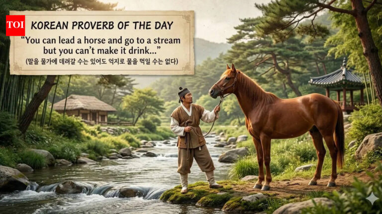 Korean proverb of the day: “You can lead a horse and go to a stream but you can’t make it drink…” |