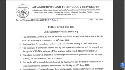 assam cee provisional answer key 2026