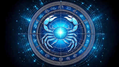 firefly a glowing cancer zodiac symbol styled with metallic silver and soft turquoise gradient 1