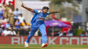 nagpur india39s harshit rana reacts during the first odi cricket match between i