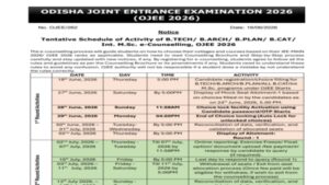ojee counselling 2026 schedule