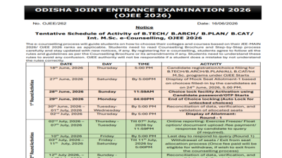 ojee counselling 2026 schedule
