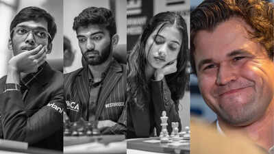 praggnanandhaa gukesh divya deshmukh and magnus carlsen photo by michal walusza for norway chess
