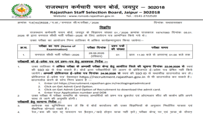 rssb forester 2026 exam city intimation slip