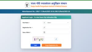 sgpgims nursing officer exam city intimation slip 2026