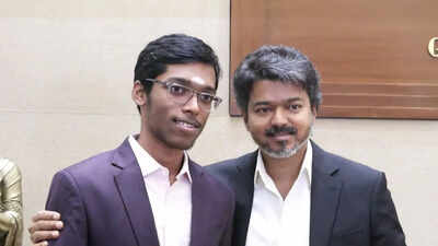 tamil nadu cm vijay with norway chess champion r praggnanandhaa screengrab