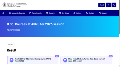 aiims bsc nursing result 2026