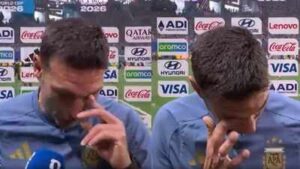argentina coach lionel scaloni emotional screengrabs