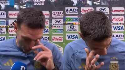 argentina coach lionel scaloni emotional screengrabs