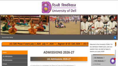 du opens csas ug 2026 preference window candidates can lock programme and college choices till july 11