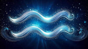 firefly a glowing aquarius zodiac symbol crafted in shimmering silver and turquoise resembling two 1