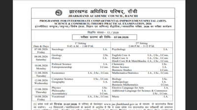 jac class 10th 12th compartment exam datesheet
