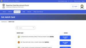 rajasthan mahila supervisor admit card 2026
