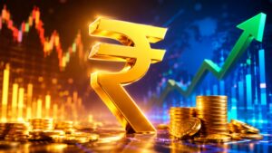 rupee trades in green