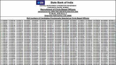 sbi circle based officer final result 2026 released for 2273 vacancies download pdf now