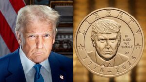 us president donald trump and new 1 coin