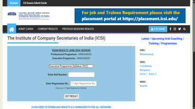 icsi cs executive june result 2026