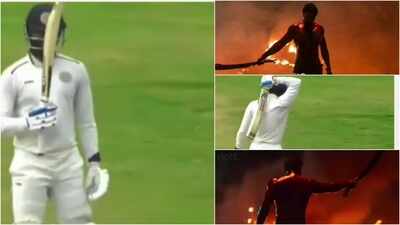 video ajay dev goud recreates prabhas salaar moment with bat fans react fb