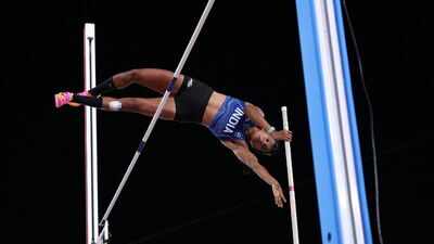 baranica elangovan in action during the womens pole vault final