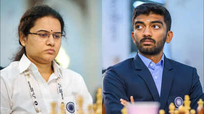 koneru humpy and gukesh photo by rafal oleksiewicz and michal walusza from fide