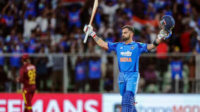thiruvananthapuram sep 27 ani indias virat kohli celebrates his century dur