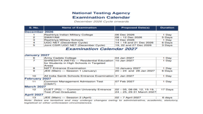 nta exam calendar