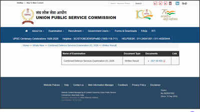 upsc cds 2 result 2026